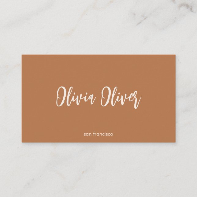 Minimal Terracotta Script Calligraphy Boho Modern Business Card (Front)