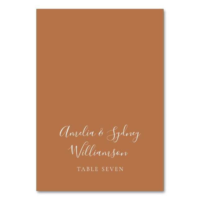 Minimal Terracotta Script Custom Name Place Card (Front)