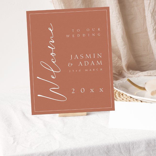 Minimal Terracotta Script Wedding Welcome Sign (Creator Uploaded)