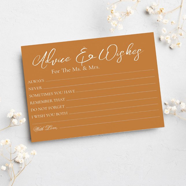 Minimal Terracotta Wedding Advice Wishes Cards (Creator Uploaded)