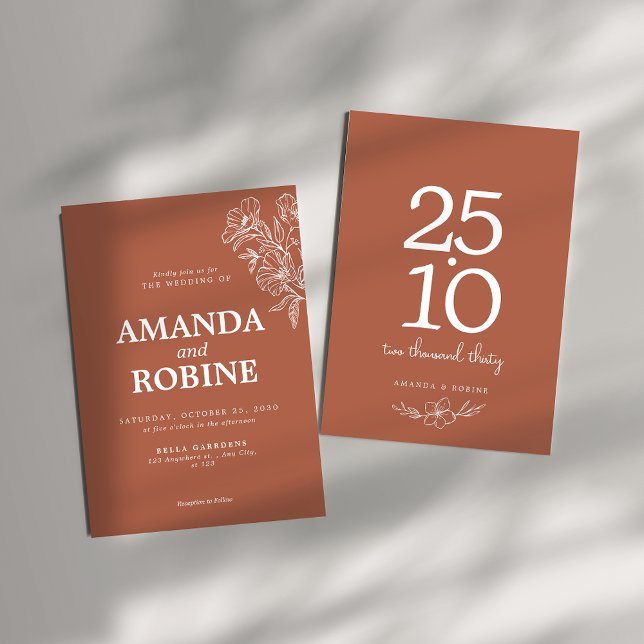 Minimal Terracotta Wedding Invitation (Creator Uploaded)