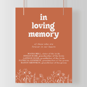 Minimal Terracotta Wildflower In Loving Memory Poster