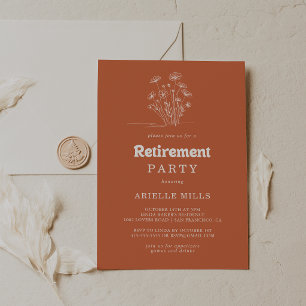 Minimal Terracotta Wildflower Retirement Party Invitation
