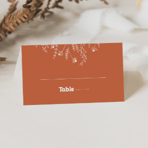 Minimal Terracotta Wildflower Wedding Place Card