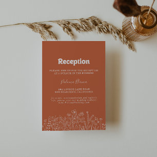 Minimal Terracotta Wildflower Wedding Reception Enclosure Card