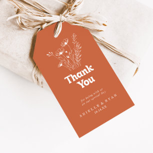 Minimal Terracotta Wildflower Wedding Thank You Gift Tags