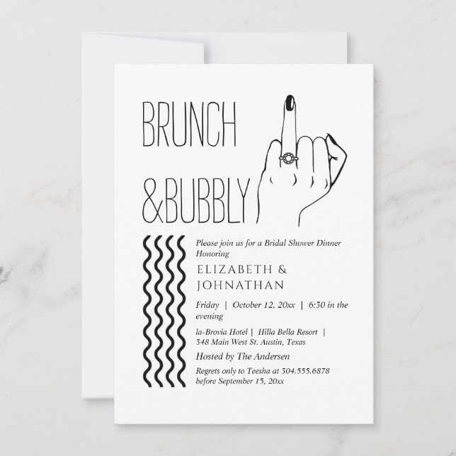 Minimal Text Script Brunch And Bubbly Invitation (Front)