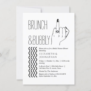Minimal Text Script Brunch And Bubbly Invitation
