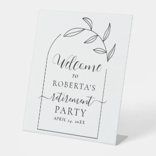 Minimal Text Script Retirement Party Welcome Pedestal Sign