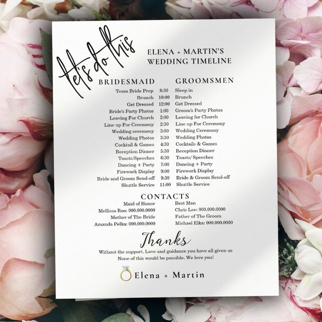 Minimal Text Script Wedding Day Timeline (Creator Uploaded)