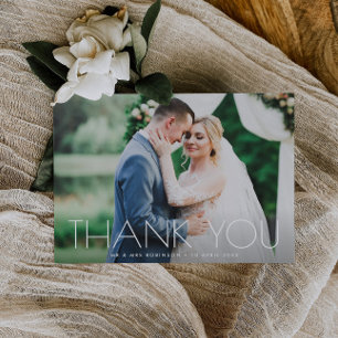 minimal text wedding thank you card