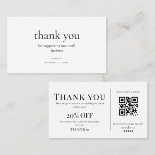 Minimal Thank You Discount Review Card White
