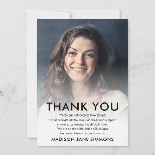 Minimal Thank You Funeral Sympathy Grief Photo Card