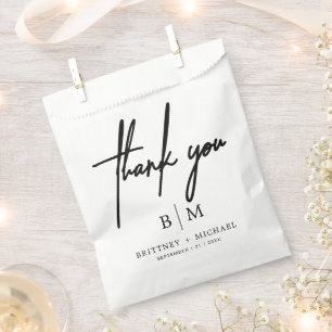 Minimal Thank You Wedding Black Favour Bag