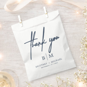 Minimal Thank You Wedding Dusty Navy Blue Favour Bag