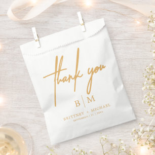 Minimal Thank You Wedding Mustard Yellow Favour Bag