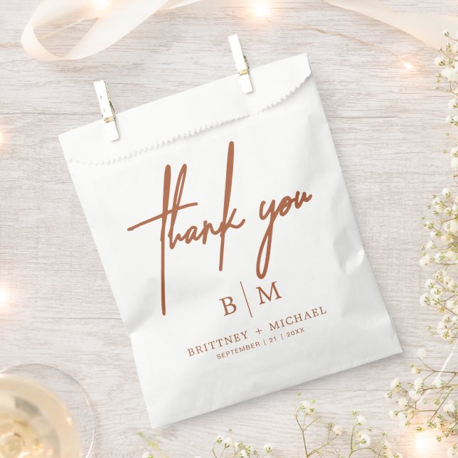 Minimal Thank You Wedding Terracotta Favour Bag (Clipped)