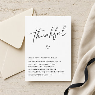 Minimal Thankful Thanksgiving Dinner Invitation