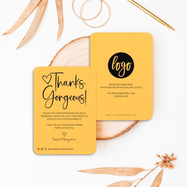 Minimal Thanks Gorgeous Script Customer Thank You Business Card (Creator Uploaded)