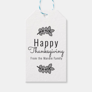 Minimal Thanksgiving Branch Greenery Script Gift Tags