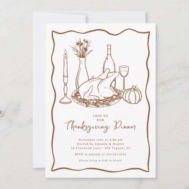 Minimal Thanksgiving Dinner Invitation (Front)