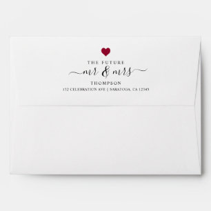 Minimal The Future Mr and Mrs Red Heart Wedding Envelope