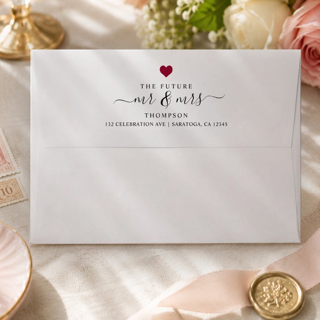 Minimal The Future Mr and Mrs Red Heart Wedding Envelope (Creator Uploaded)