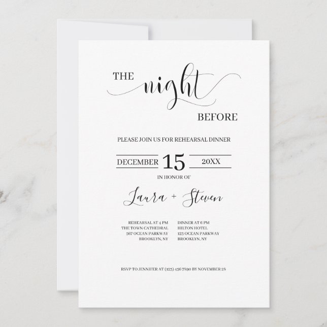 Minimal The Night Before Rehearsal Dinner Invitation (Front)
