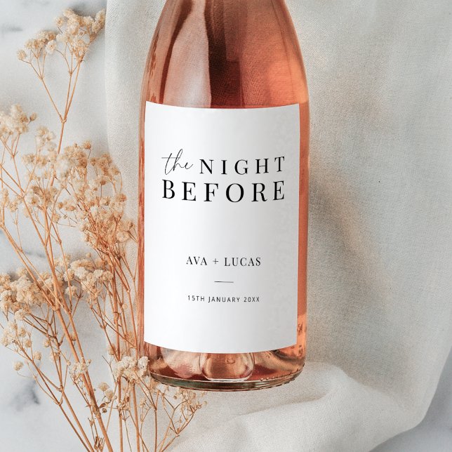 Minimal The Night Before Rehearsal Dinner Wine Label (Creator Uploaded)