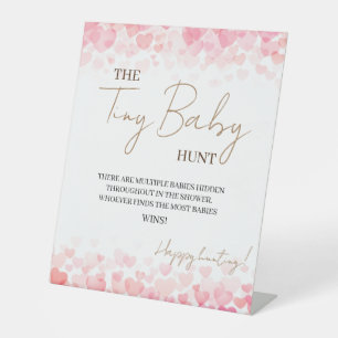 Minimal The Tiny Baby Hunt Baby Shower Game Rustic Pedestal Sign