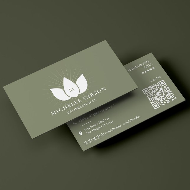 Minimal Therapist Massage Wellness Spa Sage Lotus Business Card (Minimal Therapist Massage Wellness Spa Sage Lotus Business Card
)