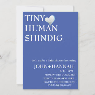 Minimal Tiny Human Shindig Funny Co-ed Baby Shower Invitation