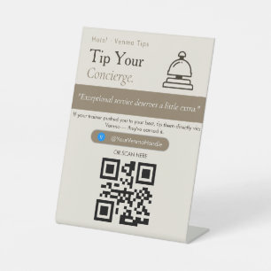 Minimal Tip Your Concierge QR Code Sign Venmo Tips