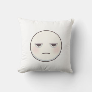 Minimal Tired Face Emoji Throw Pillow