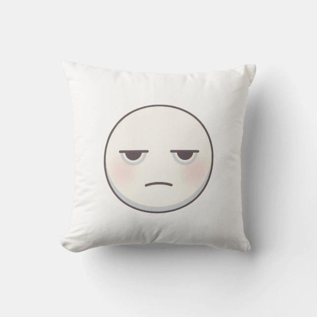 Minimal Tired Face Emoji Throw Pillow (Front)