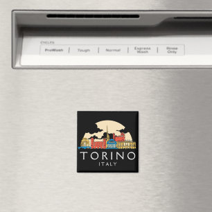 Minimal Torino Italy Vintage Cityscape Magnet