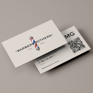 Minimal Travel Barber Pole Sand Red White Blue Business Card