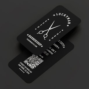 Minimal Travel Barber Scissors Barbershop Black Business Card