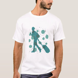 Minimal Traveler with Suitcase Graphic T-Shirt