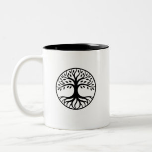 Minimal Tree Symbol Design Two-Tone Coffee Mug