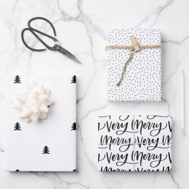Minimal Trendy Christmas Holiday Wrapping Paper (Front)