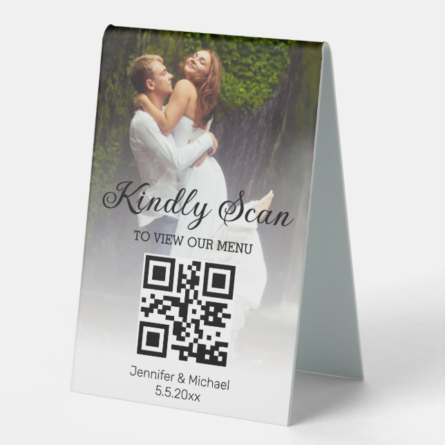  minimal trendy qr code wedding menu photo (Front)