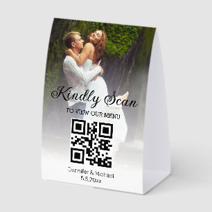  minimal trendy qr code wedding menu photo