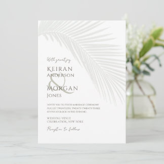Minimal Tropical Palm Leaf Boho Beach Wedding Invitation