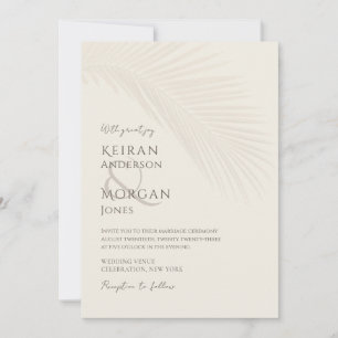Minimal Tropical Palm Leaf Boho Beach Wedding Invitation