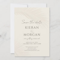 Minimal Tropical Palm Leaf Save the Date