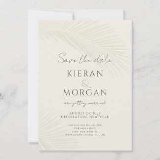 Minimal Tropical Palm Leaf Save the Date Invitation