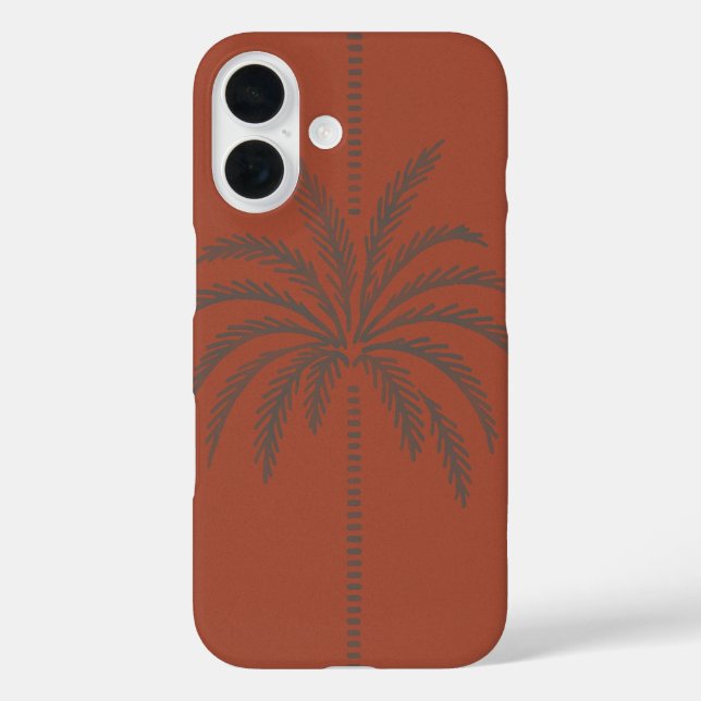 Minimal Tropical Palm Tree Pattern Terracotta  Case-Mate iPhone Case (Back)