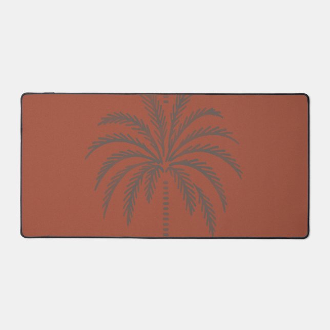 Minimal Tropical Palm Tree Pattern Terracotta  Desk Mat (Front)