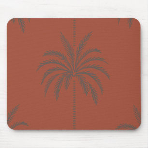 Minimal Tropical Palm Tree Pattern Terracotta Mouse Pad